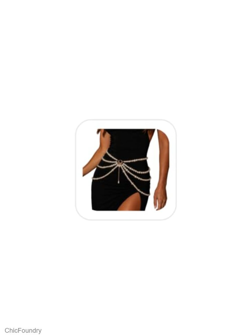 Multilayered Long Metal Waist Chain Belt Pearl Tassel Body Chain